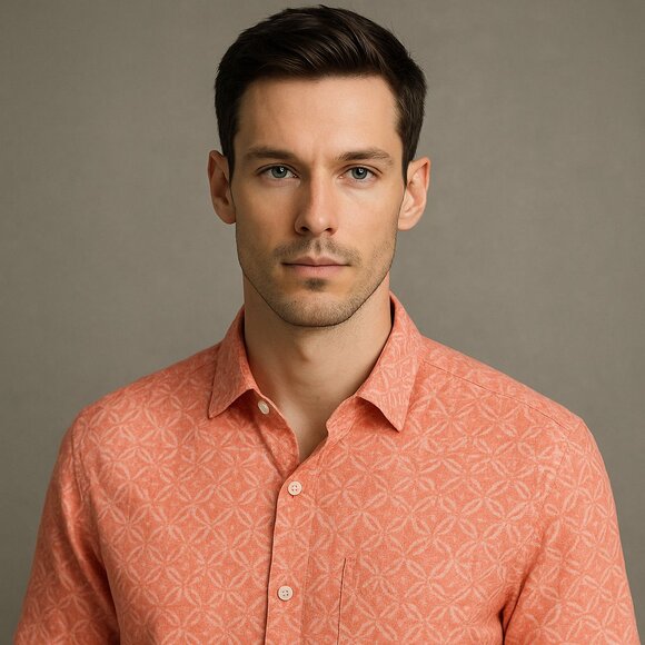 Peter Millar 100% Linen Coral Pattern Button-Down Shirt – Size XXL - Picture 1 of 10